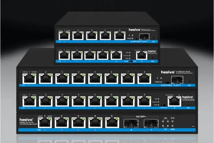 Hasivo releases new 2.5G 10 Gigabit upstream POE network Light network management series switches