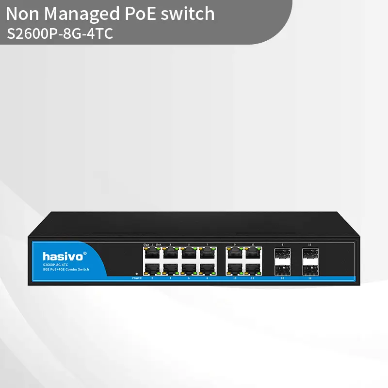 Full Gigabit 4SFP+8GE POE Switch