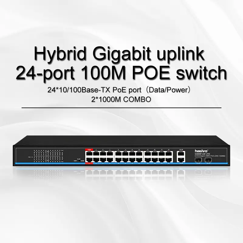 Hybrid Gigabit uplink 24-port 100M POE switch